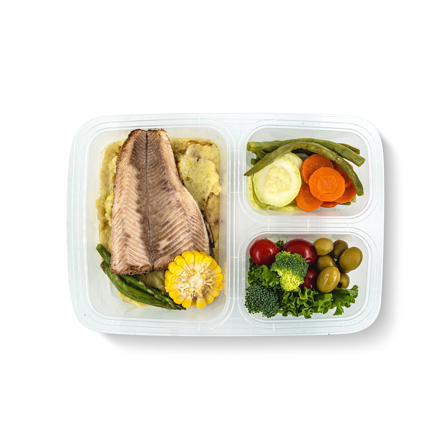 فیله ماهی با سس کره و سبزیجات