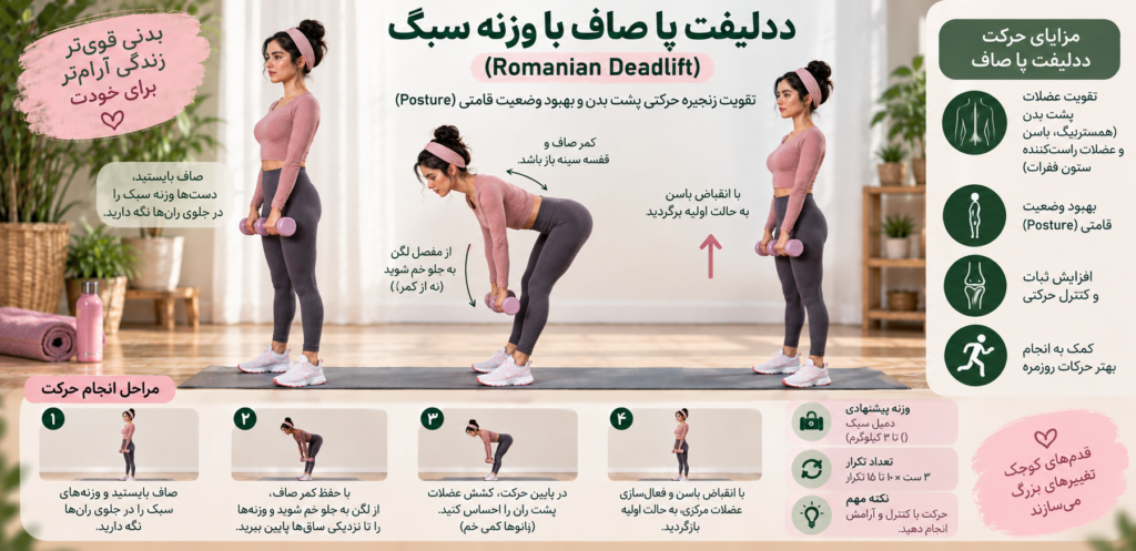 تمرین ددلیفت با وزنه سبک