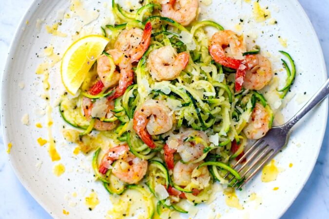 طرز تهیه پاستای کدو سبز با میگو در اپلیکیشن انرجیم